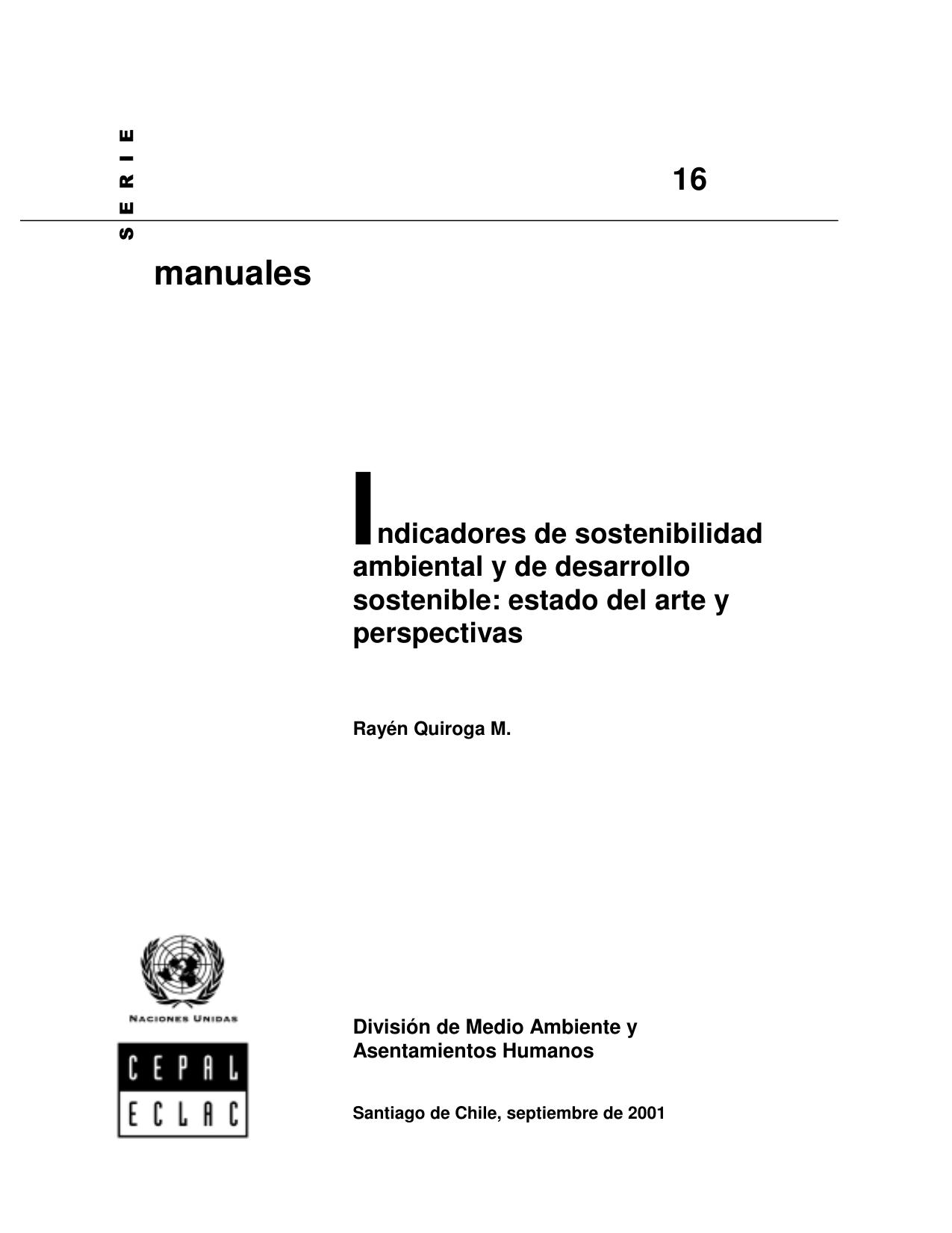 Indicadores de sostenibilidad ambiental y desarrollo sostenible: estado del arte y perspectivas